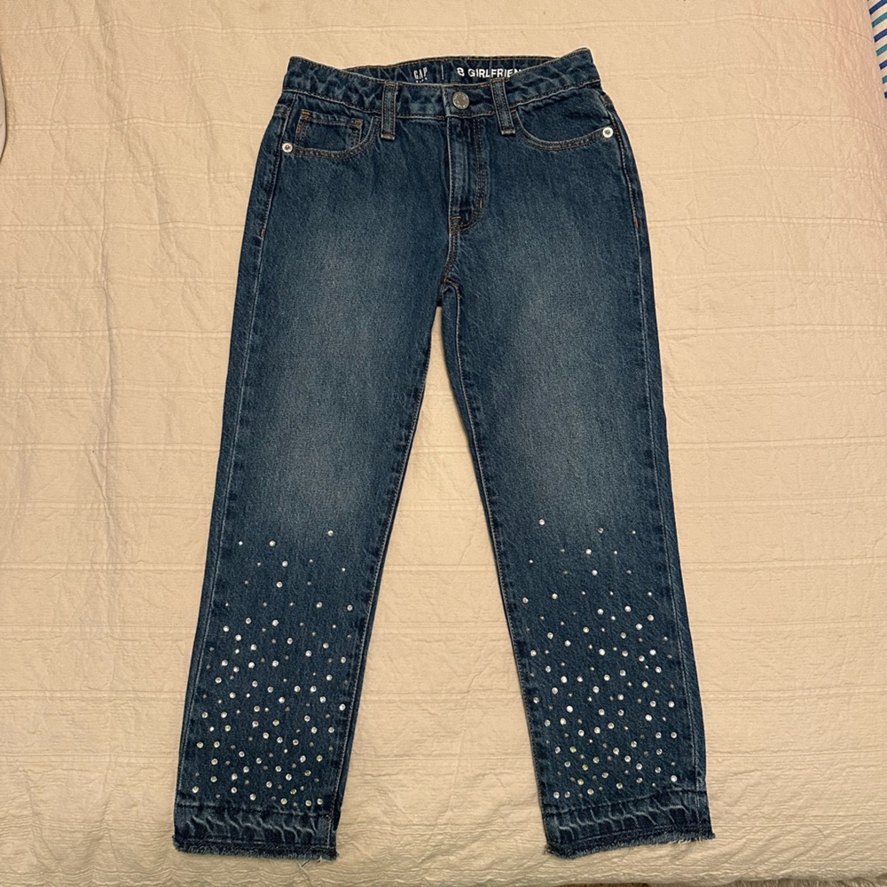 GAP Kids Girlfriend Jeans with Rhinestones below knee